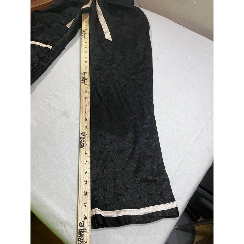 Victorias Secret Black Polka Dot Satin Pajama Set Long Sleeve Button Down‎ Small